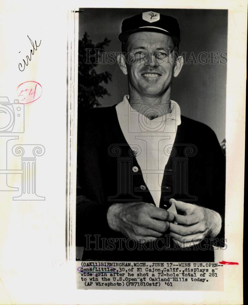 1961 Press Photo Golfer Gene Littler after U.S. Open win at Oakland Hills- Historic Images