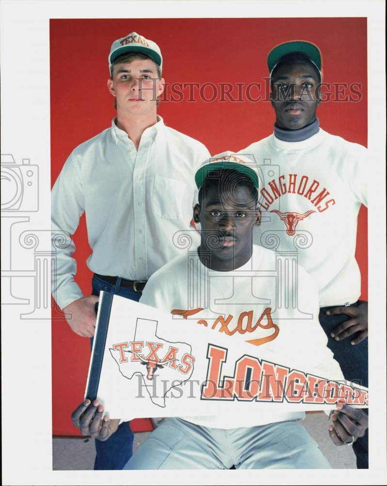 1989 Press Photo Grady Cavness, Kevin Watler, Van Malone of University of Texas- Historic Images