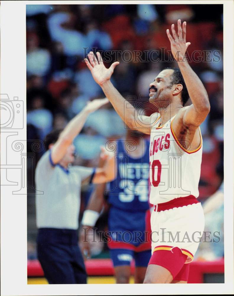 1989 Press Photo John Lucas of Houston Rockets loses to Nets in Basketball Game- Historic Images