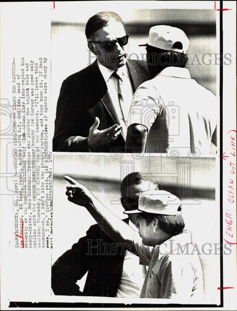 1972 Press Photo Lee Trevino argues with Augusta Masters&#39; security M.T. Collins- Historic Images