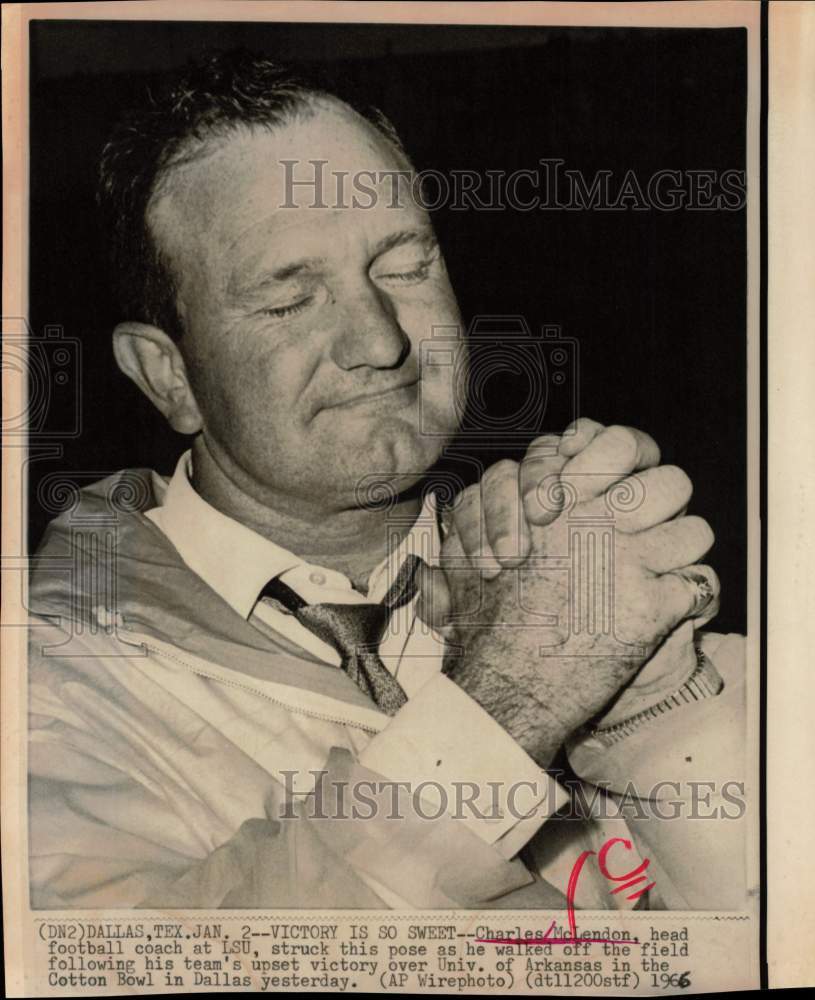 1966 Press Photo Louisiana State Football Coach Charles McLendon Wins in Dallas- Historic Images