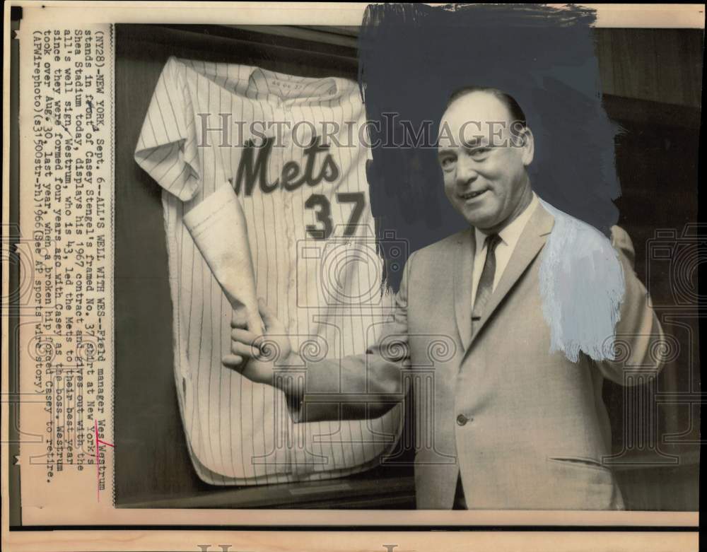 1966 Press Photo Wes Westrum, New York Mets Baseball Field Manager, Shea Stadium- Historic Images