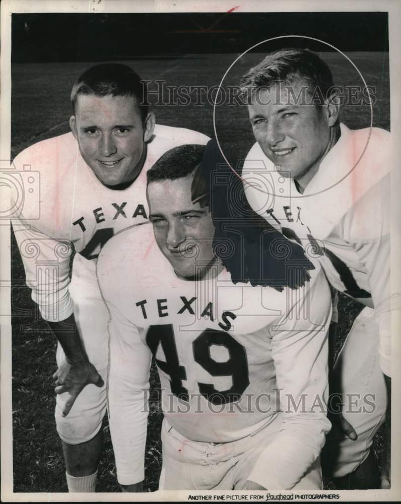 1960 Press Photo David Russell, Jack Collins & Bart Shirley, Texas Football- Historic Images