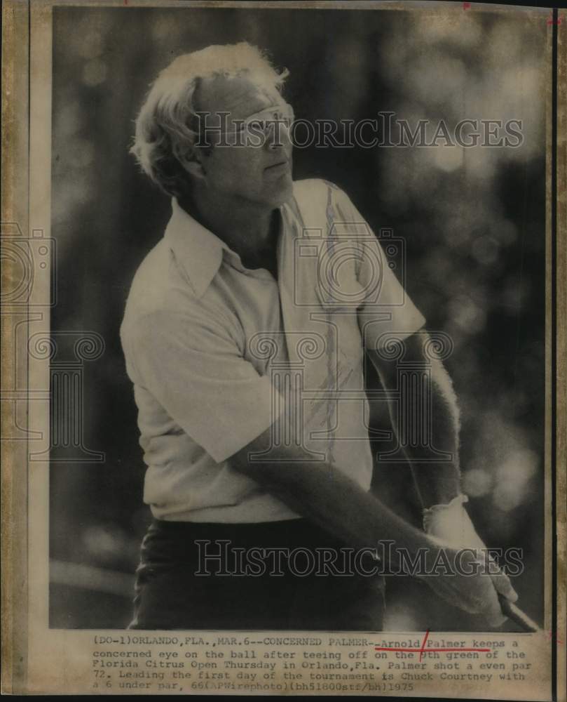 1975 Press Photo Arnold Palmer, Golfer at Florida Citrus Open in Orlando- Historic Images