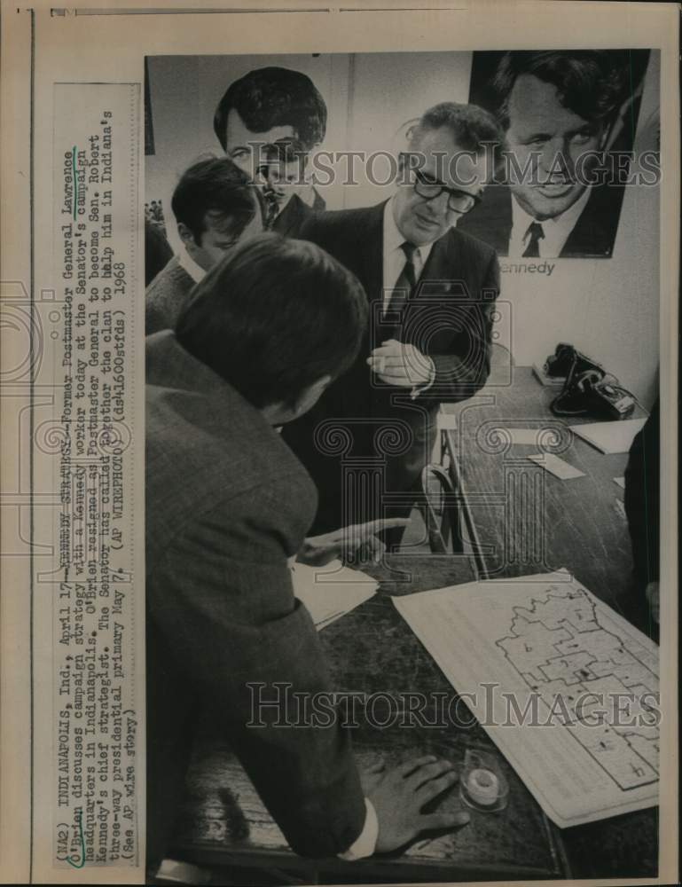 1968 Press Photo Former Postmaster General Lawrence O&#39;Brien in Indianapolis- Historic Images