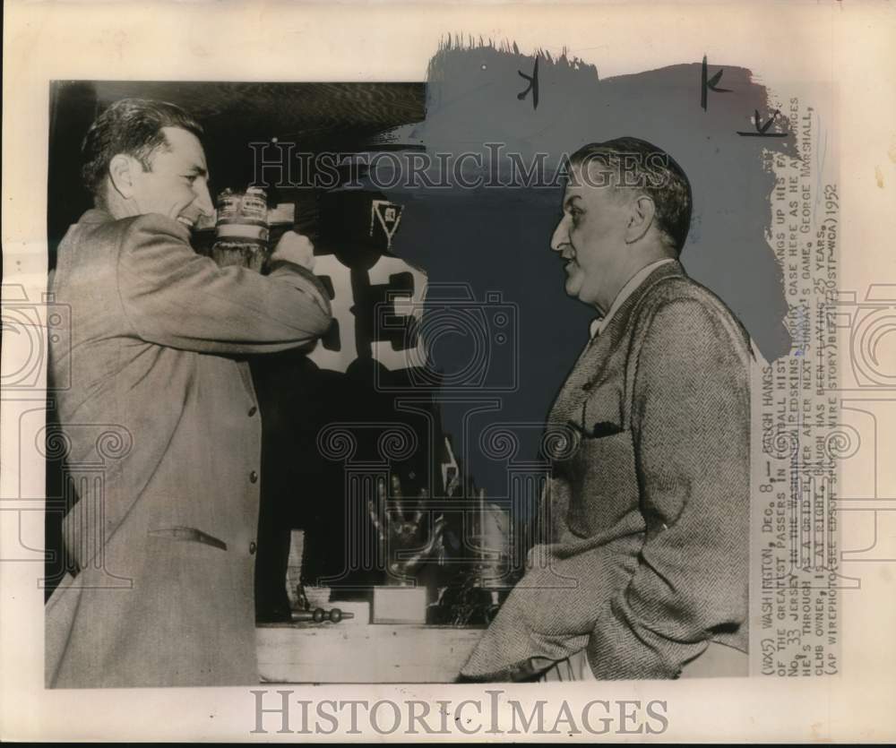 1952 Press Photo Sammy Baugh, Washington Redskins Football Player with Owner- Historic Images