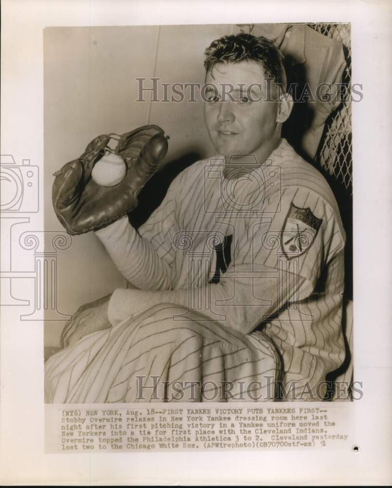 1951 Press Photo New York Yankees Baseball Player Frank &quot;Stubby&quot; Overmire- Historic Images