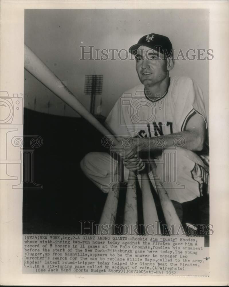 1952 Press Photo Jim &quot;Dusty&quot; Rhodes, New York Baseball Player - hps13599- Historic Images