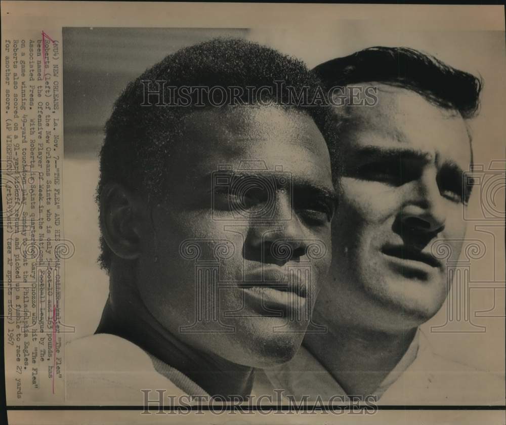 1967 Press Photo New Orleans Saints Football Players Walter Roberts, Gary Cuozzo- Historic Images