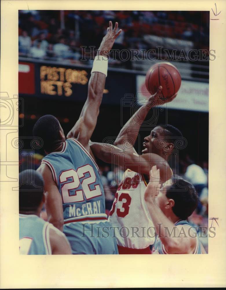 1989 Press Photo Otis Thorpe, Houston Rockets Basketball Player &amp; Rodney McCray- Historic Images