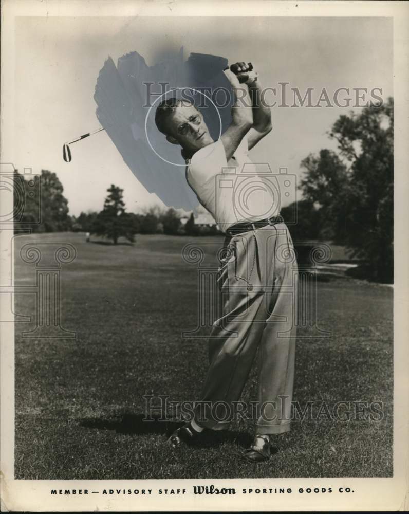 1958 Press Photo Golfer Earl Stewart Jr. Swings Club - hps15280- Historic Images