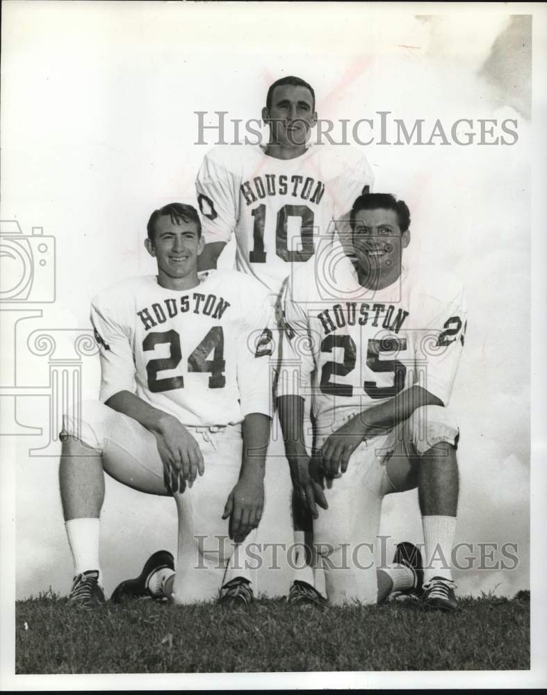 1965 Press Photo Tim Wright, Dick Spratt and George Hamilton, Houston football- Historic Images