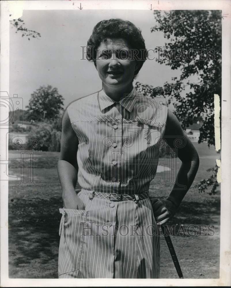 1956 Press Photo Golfer Louise Suggs Poses on Course - hps15692- Historic Images