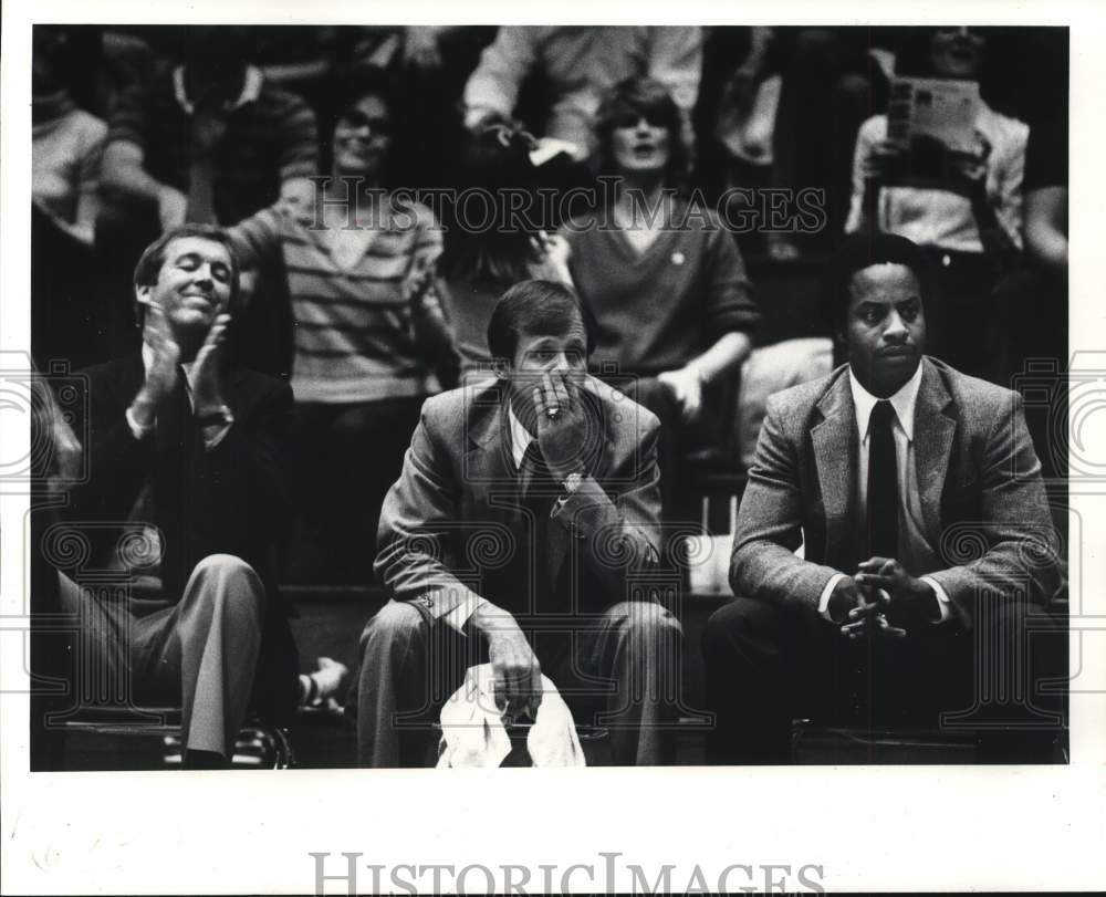 1981 Press Photo Rice basketball coaches Bob Mixon, Tommy Suitts, Silas McKinnie- Historic Images