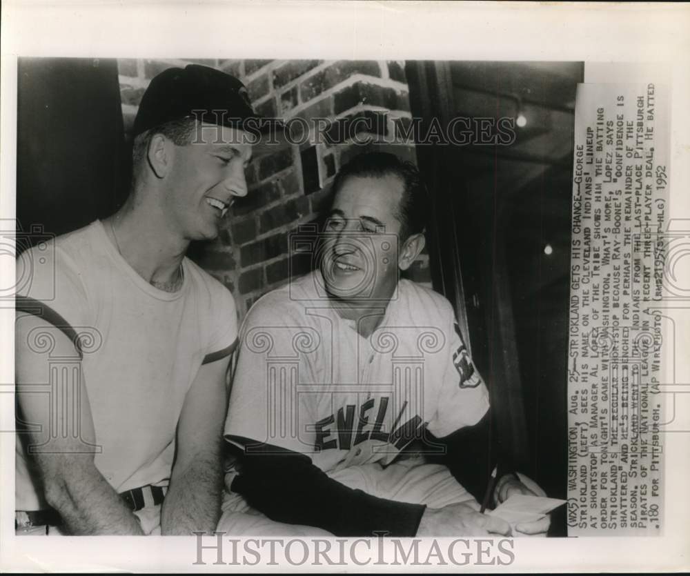 1952 Press Photo Cleveland Indians George Strickland, Al Lopez in Washington- Historic Images