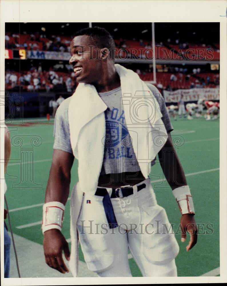 1989 Press Photo University of Houston football player Andre Ware in Astrodome- Historic Images