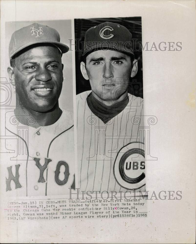 1965 Press Photo Baseball Players George Altman &amp; Billy Cowan - hps16109- Historic Images