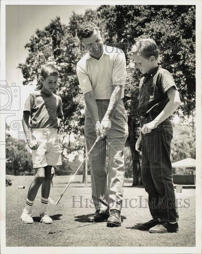 Press Photo Golfer Jackson Bradley, Sandy Girard, Preston White at River Oaks- Historic Images