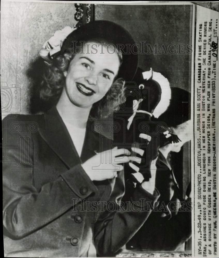 1949 Press Photo Figure Skater Barbara Ann Scott at Boston Luncheon - hps16473- Historic Images