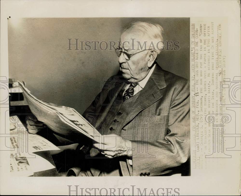 1950 Press Photo Former Lincoln Star sports editor Charles S. &quot;Cy&quot; Sherman- Historic Images