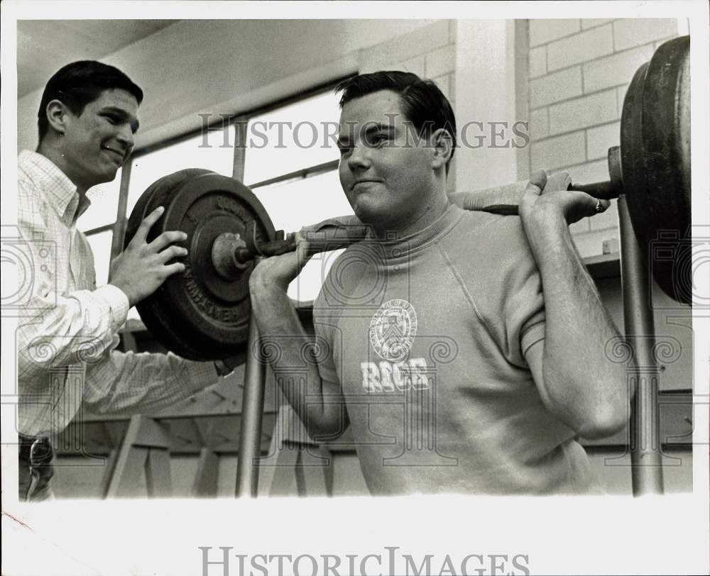 1966 Press Photo Rice University football players Butch Robinson, Rick Spence- Historic Images