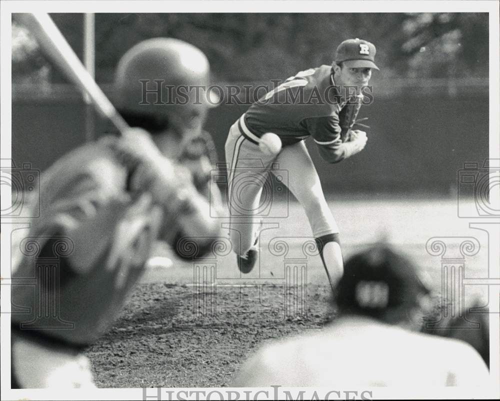 1983 Press Photo Rice University Baseball Player David Pavlas Pitches to Batter- Historic Images