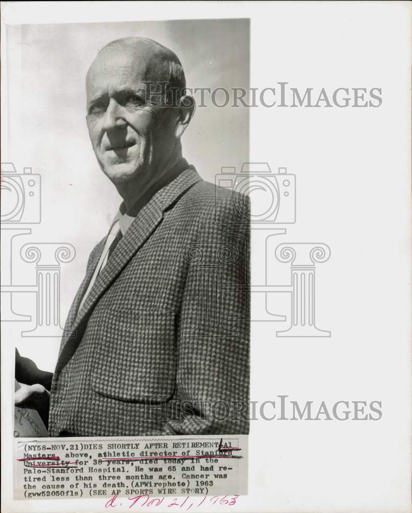 1963 Press Photo Stanford University Athletic Director Al Masters - hps16836- Historic Images