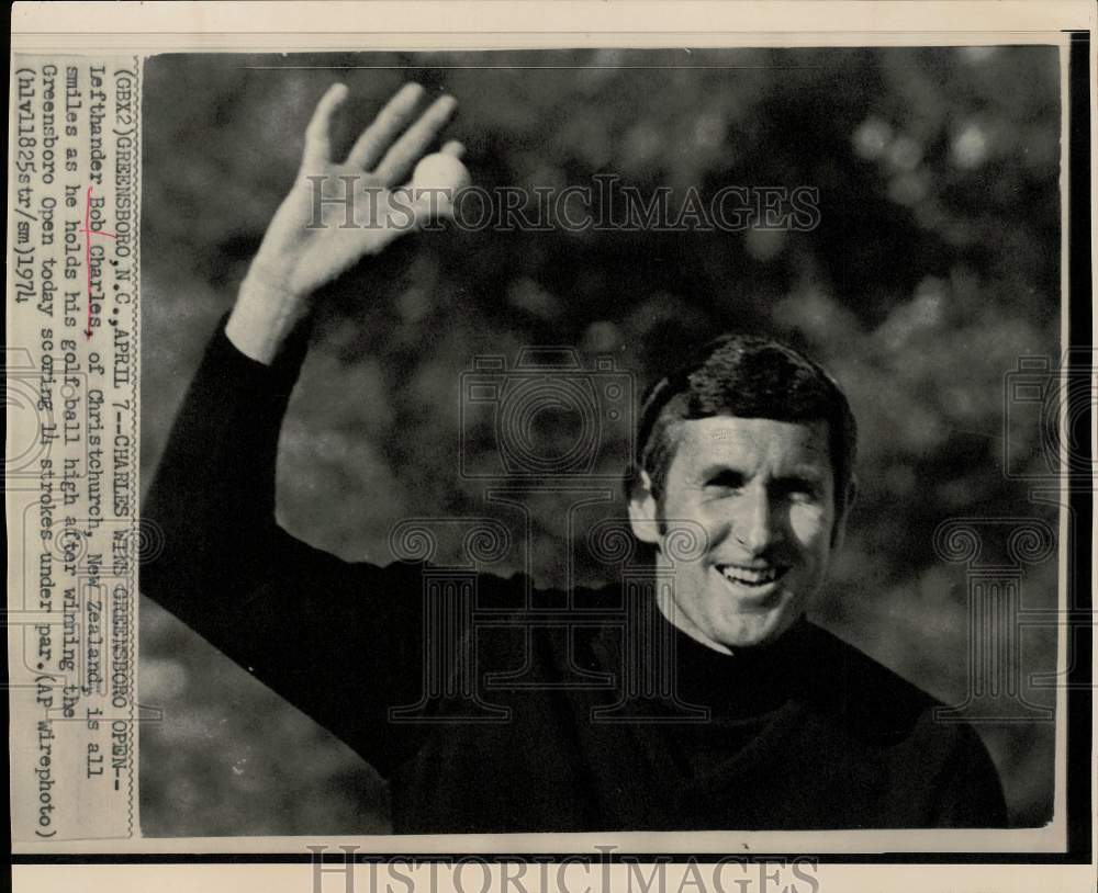 1974 Press Photo Golfer Bob Charles Wins Greensboro Open, North Carolina- Historic Images