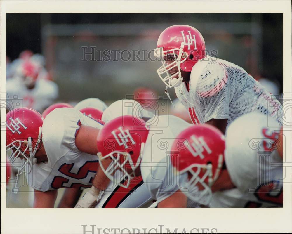 1989 Press Photo University of Houston football player Andre Ware and teammates- Historic Images
