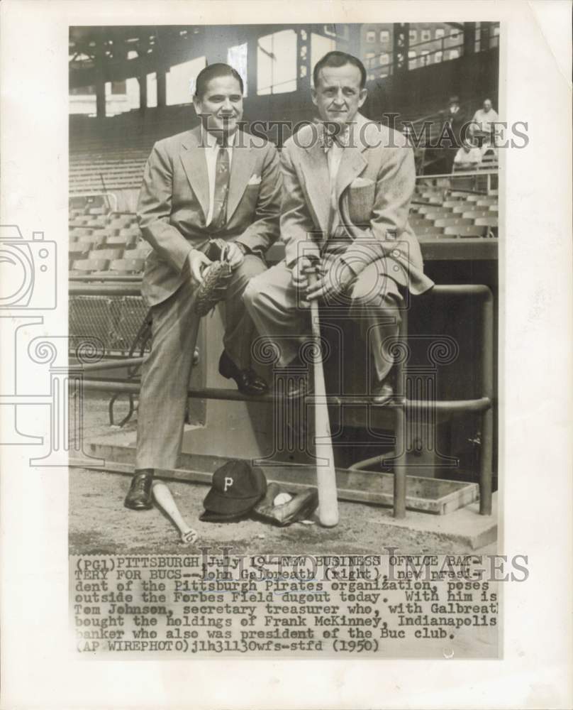 1950 Press Photo Pittsburgh Pirates Officials John Galbreath &amp; Tom Johnson- Historic Images