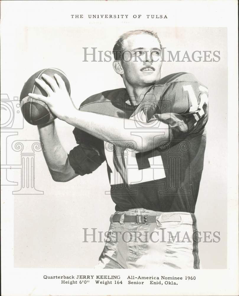 1961 Press Photo Tulsa college football player Jerry Keeling - hps18876- Historic Images