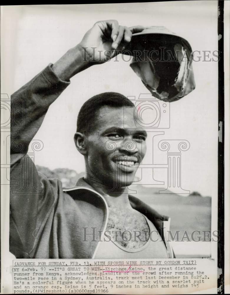 1966 Press Photo Kenyan distance runner Kipchoge Keino in Sydney, Australia- Historic Images