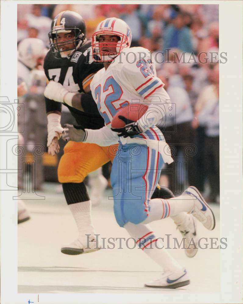 1988 Press Photo Houston Oilers football player Kenny Johnson vs. Steelers- Historic Images