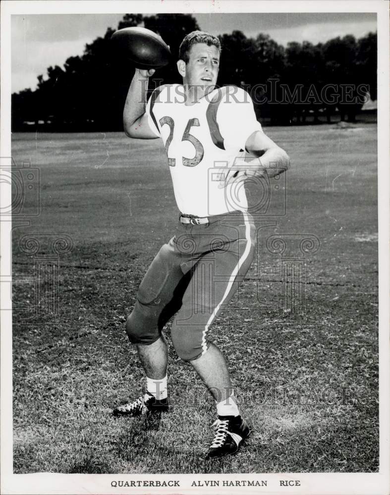 1961 Press Photo Rice University Football Player Alvin Hartman - hps19069- Historic Images