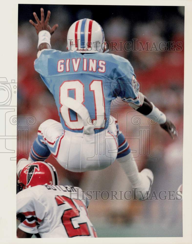 1987 Press Photo Houston Oilers and Atlanta Falcons play NFL football- Historic Images