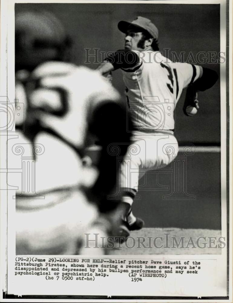 1974 Press Photo Pittsburgh Pirates baseball pitcher Dave Giusti - hps19485- Historic Images