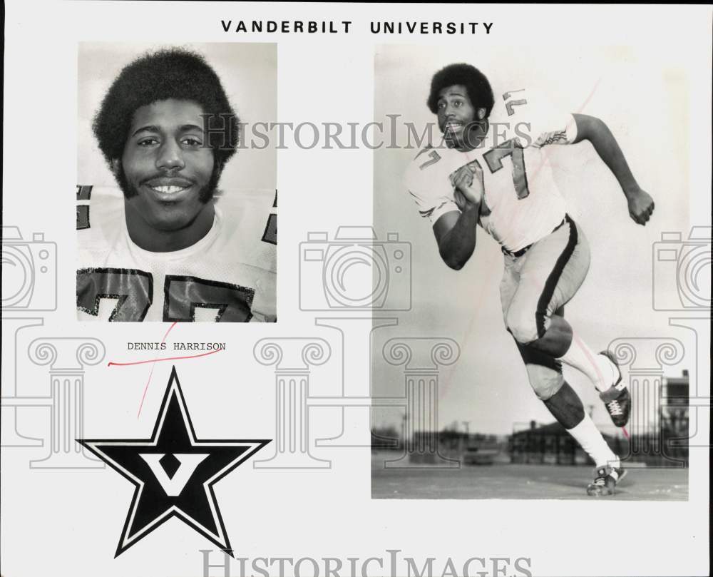 1975 Press Photo Vanderbilt University Football Player Dennis Harrison- Historic Images