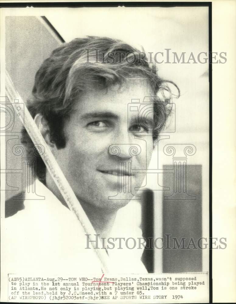 1974 Press Photo Golfer Tom Evans of Dallas, Texas, at the TPC in Atlanta- Historic Images