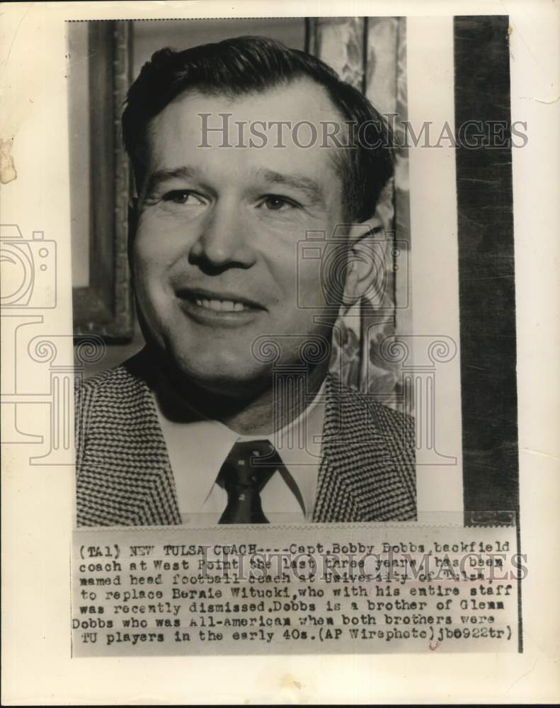 1955 Press Photo University of Tulsa Football Bobby Dobbs - hps20632- Historic Images