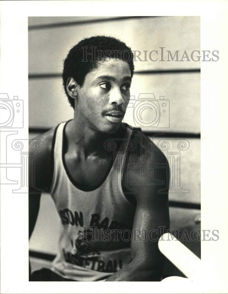 1982 Press Photo Houston Baptist University Basketball Player Kelvin Lee- Historic Images