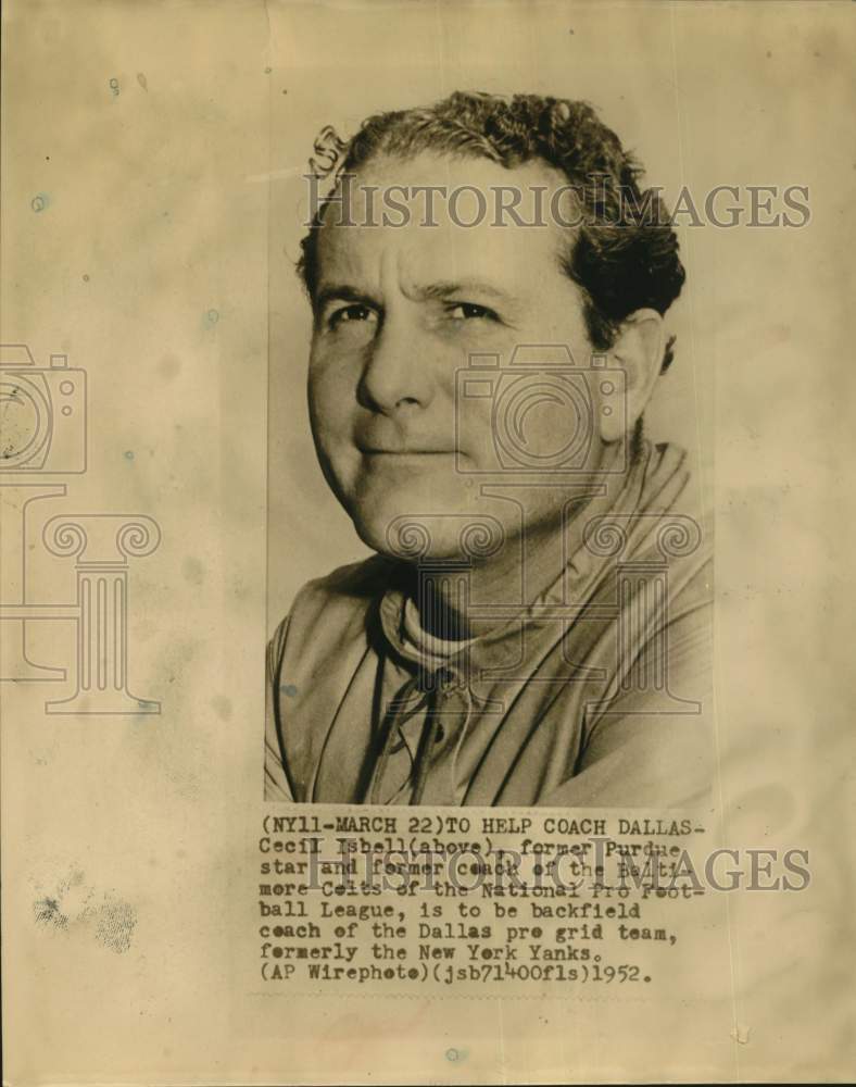 1952 Press Photo Dallas pro football backfield Cecil Isbell - hps21234- Historic Images