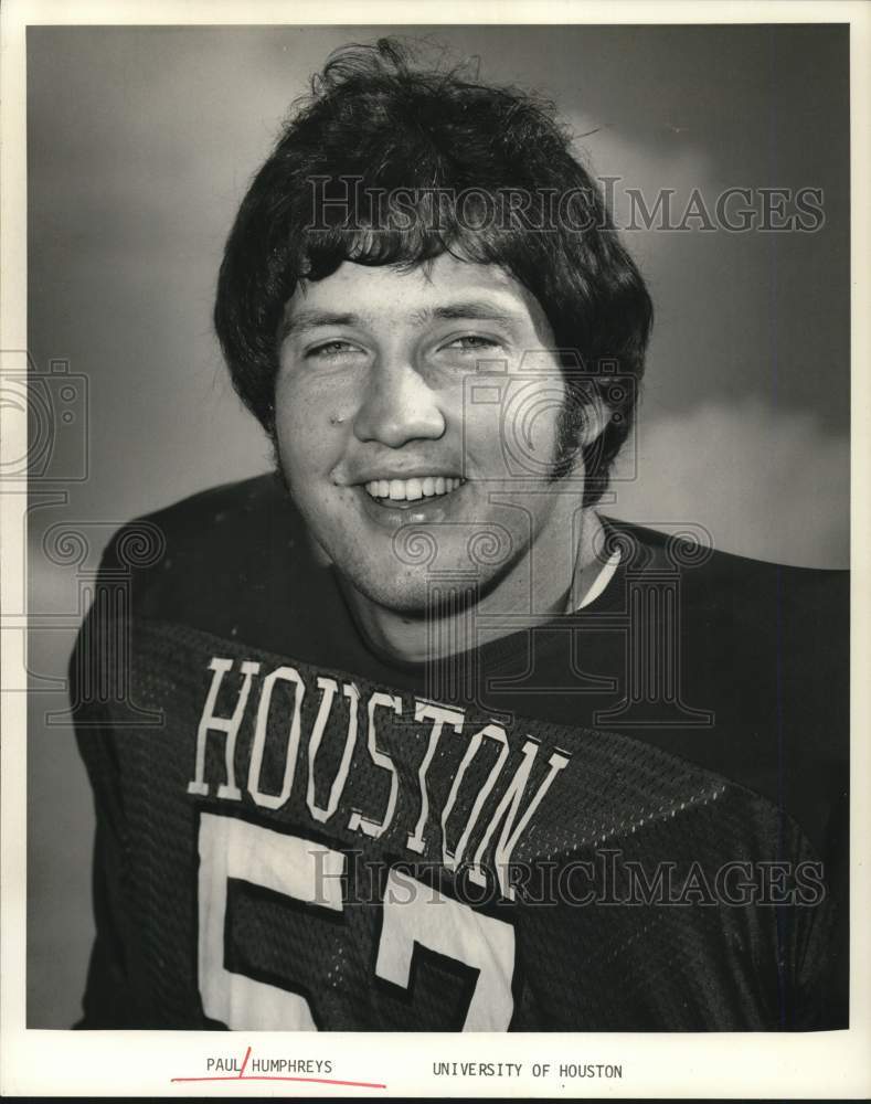 1975 Press Photo University of Houston football player Paul Humphreys- Historic Images