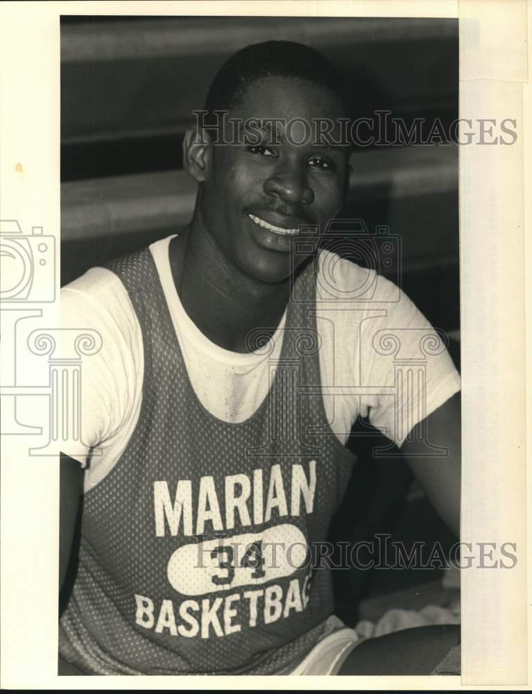 1985 Press Photo Marian Christian basketball player Tito Horford - hps21277- Historic Images