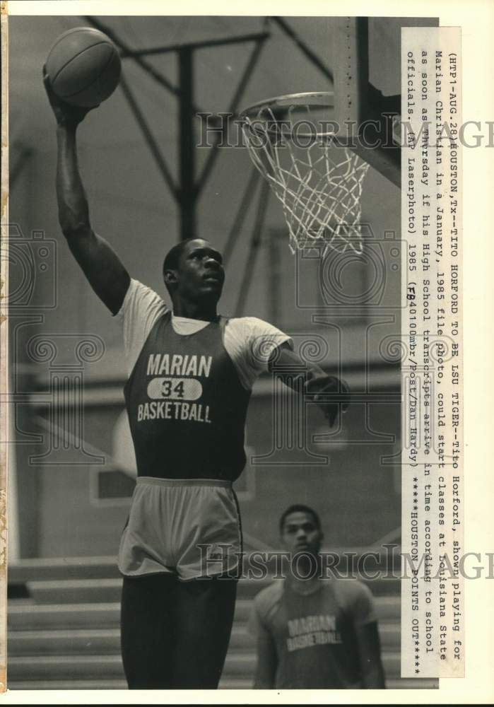 1985 Press Photo Marian Christian High School basketball player Tito Horford- Historic Images