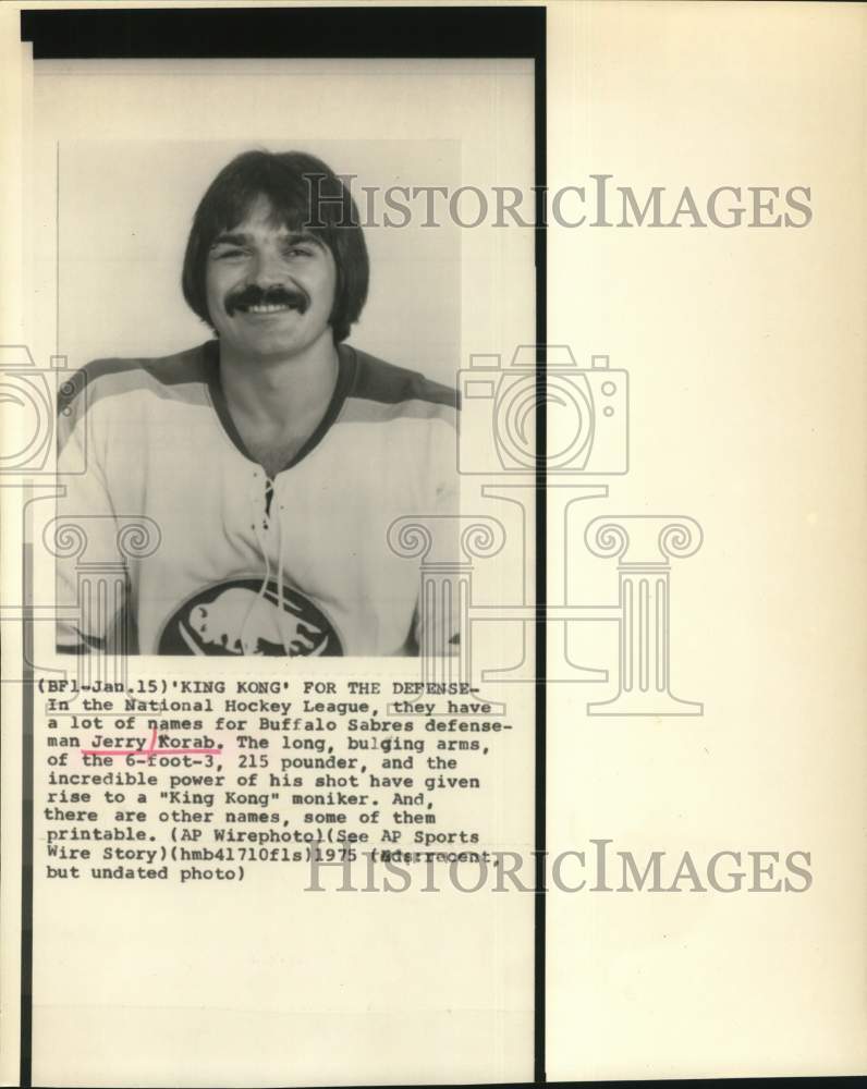 1975 Press Photo Buffalo Sabres hockey defenseman Jerry Korab - hps21425- Historic Images