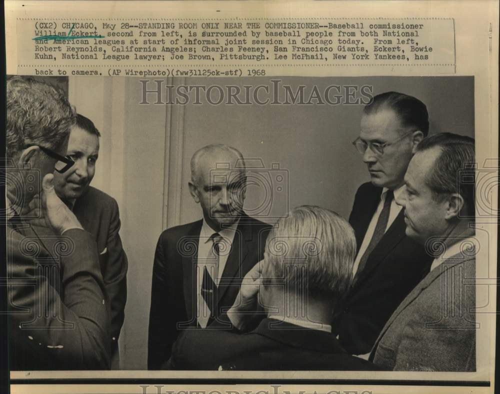 1968 Press Photo Baseball Commissioner Meets with Team Officials, Chicago- Historic Images