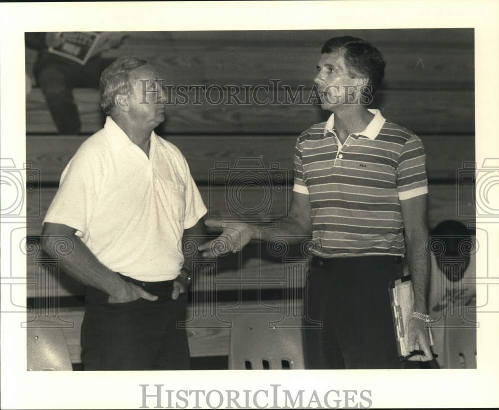 1984 Press Photo Basketball Coaches Don Knodel &amp; John Egan at Summer League Game- Historic Images