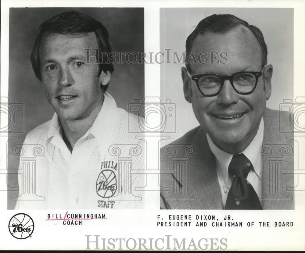 1979 Press Photo Philadelphia 76ers Coach Bill Cunningham &amp; F. Eugene Dixon Jr.- Historic Images