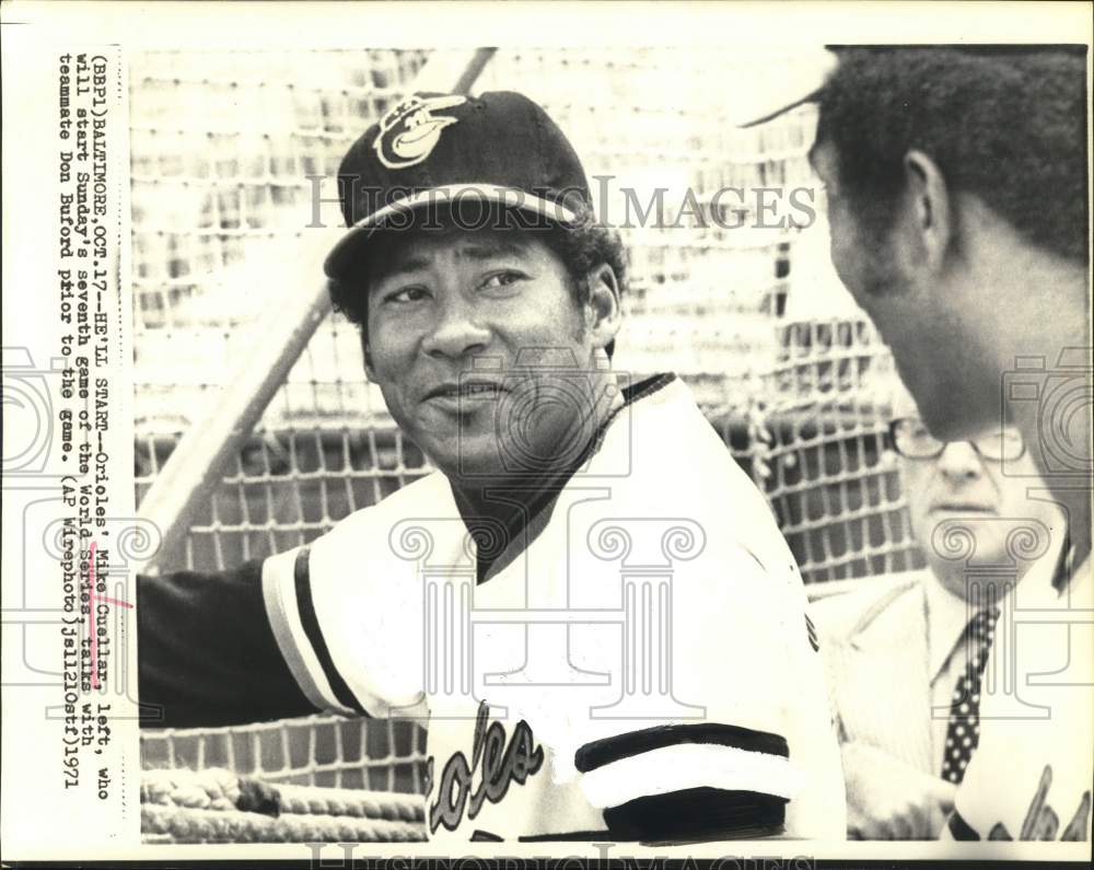 1971 Press Photo Baltimore Orioles baseball players Mike Cuellar, Don Buford- Historic Images