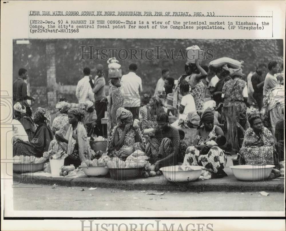 1968 Press Photo Vendors at Principal Market in Kinshasa, The Congo - hpw00429- Historic Images